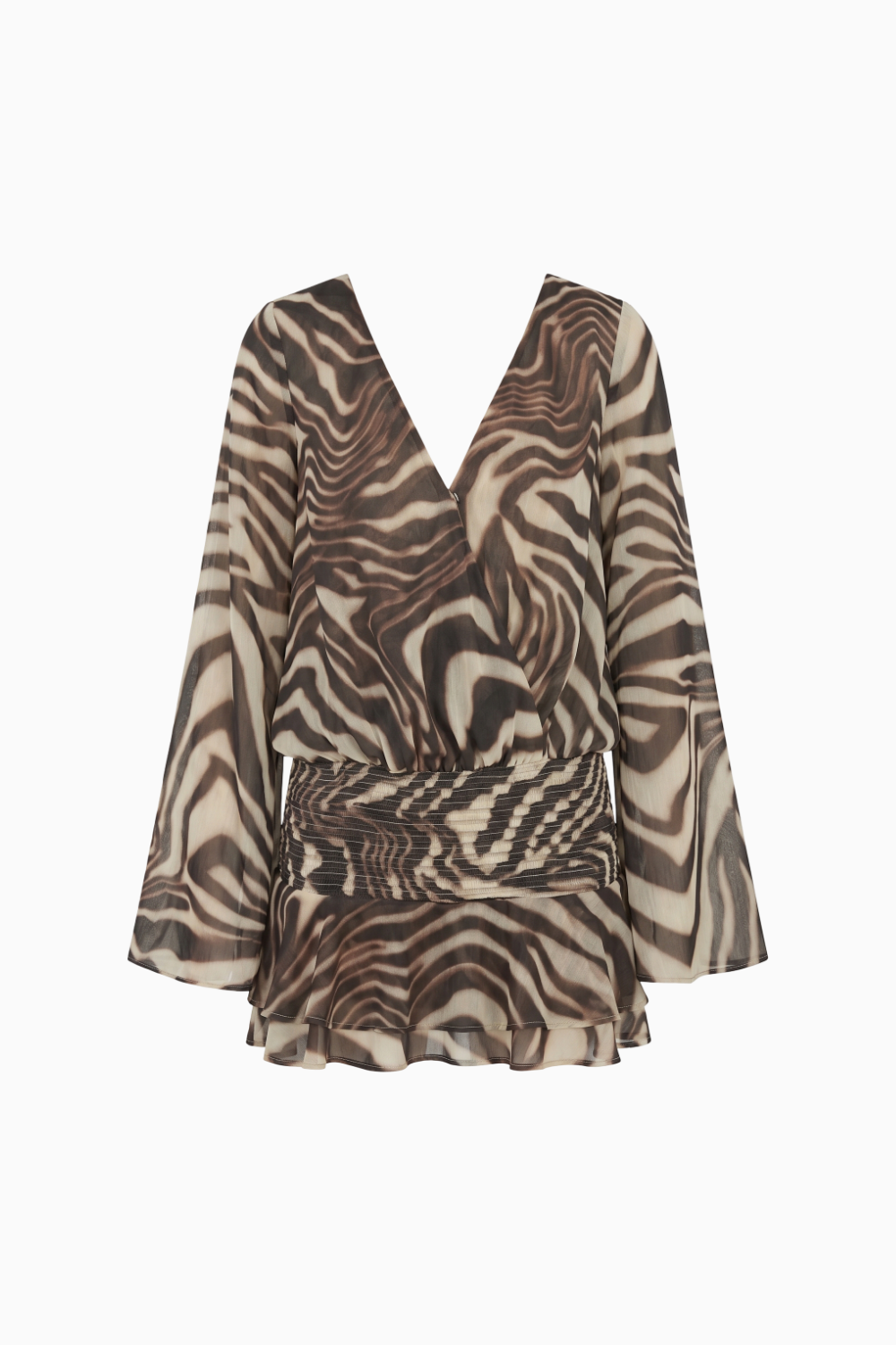 Animal Print Smocked Waist Ruffle Mini Dress