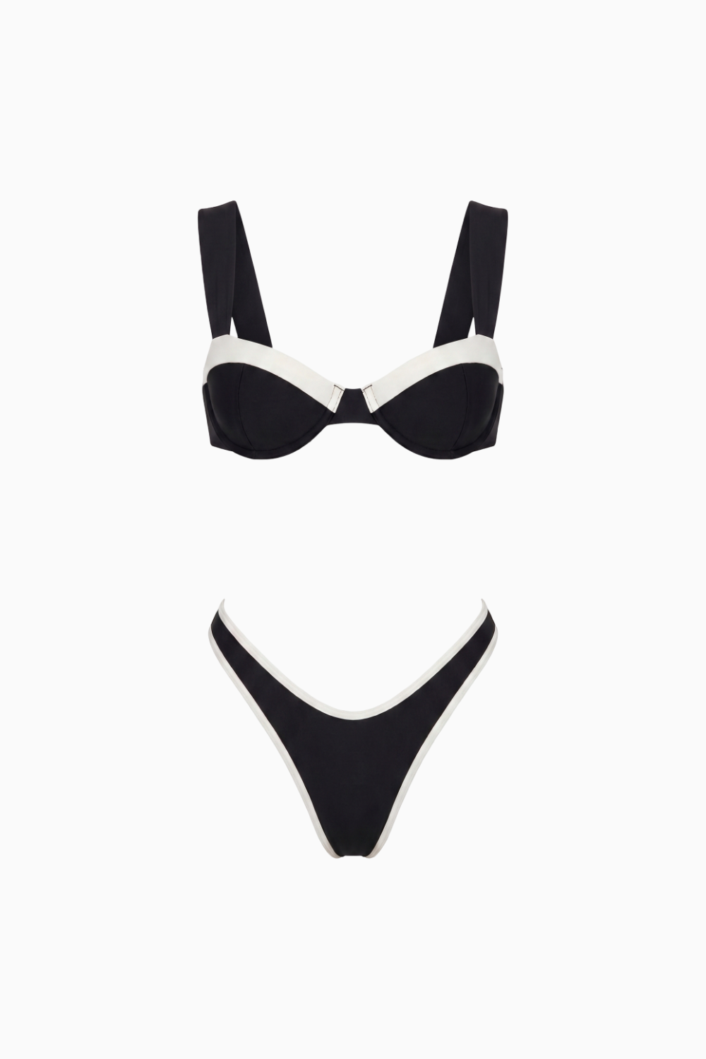 Black & White Retro Balconette Bikini