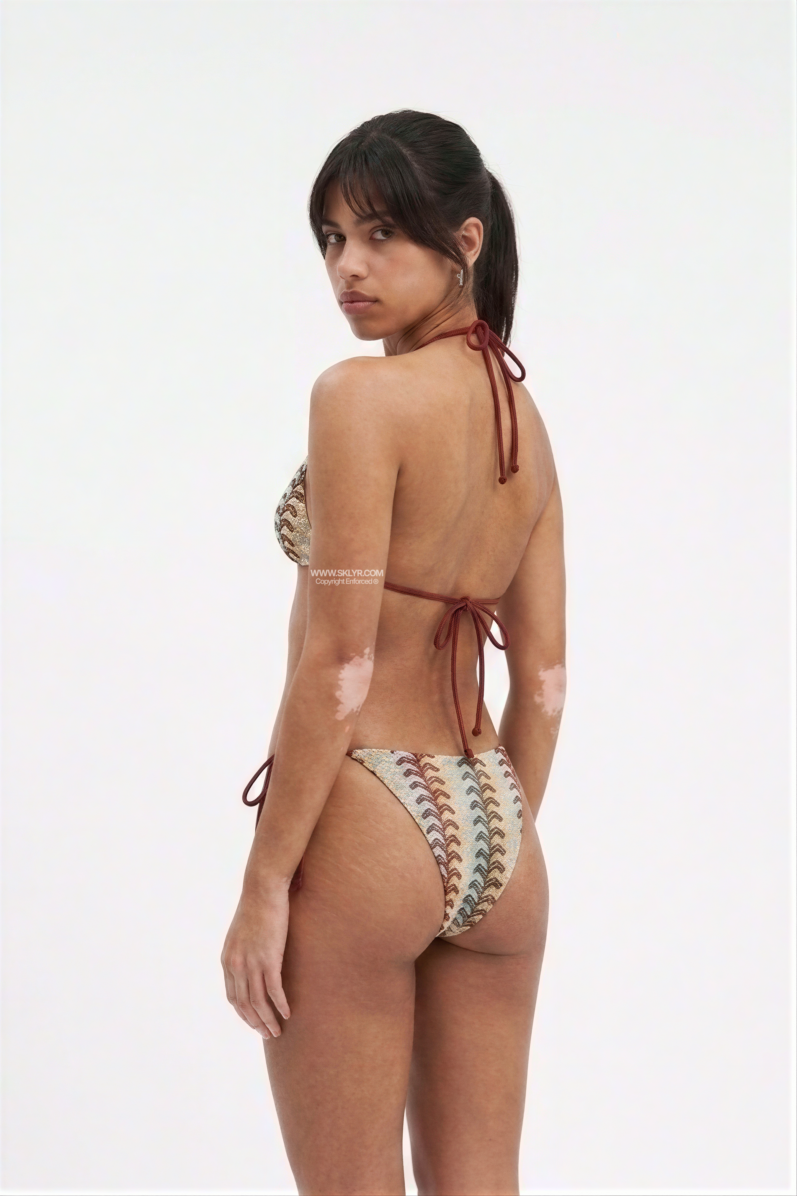 3-Piece Boho Zigzag Bikini & Sarong Set