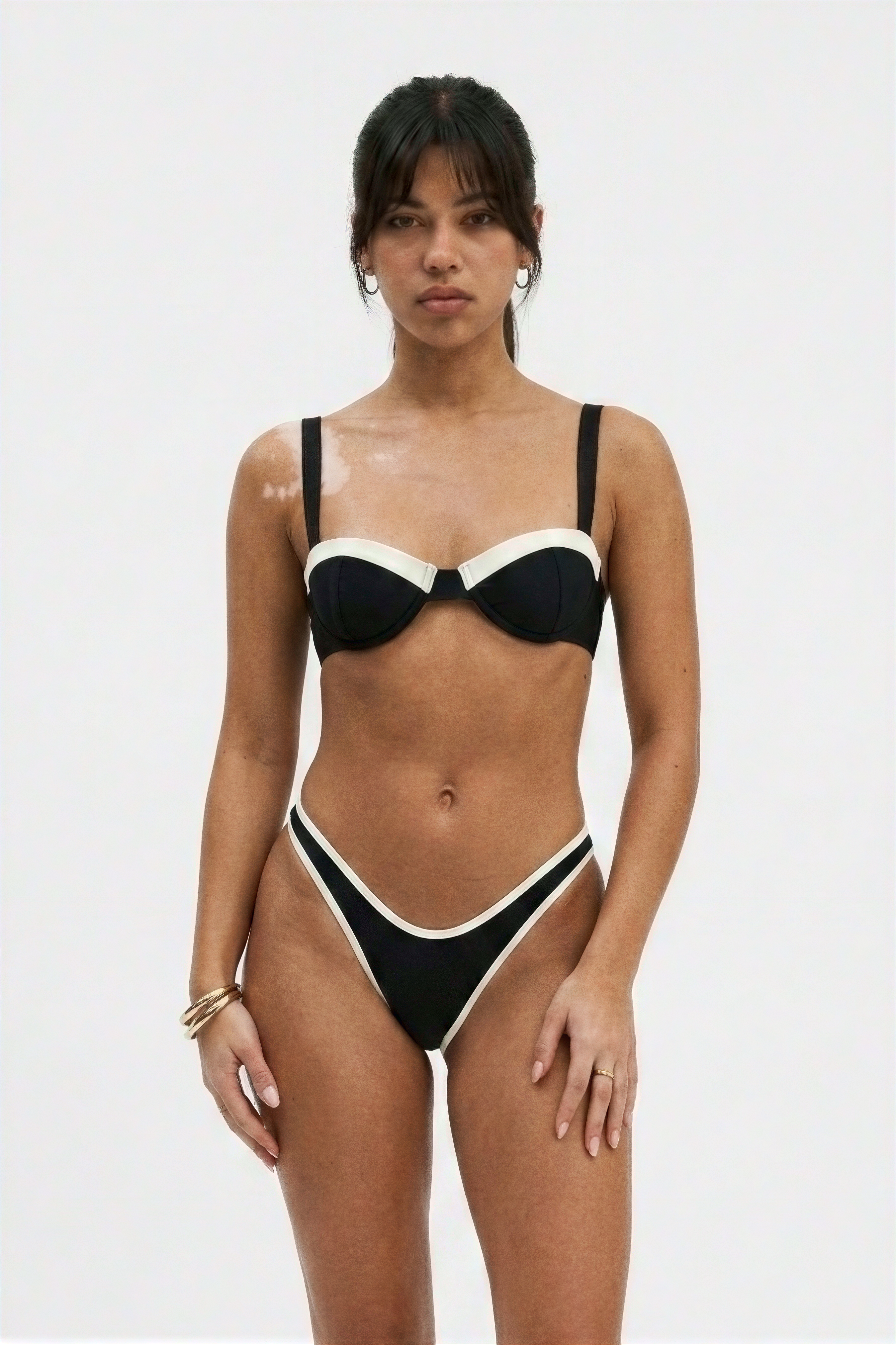 Black & White Retro Balconette Bikini