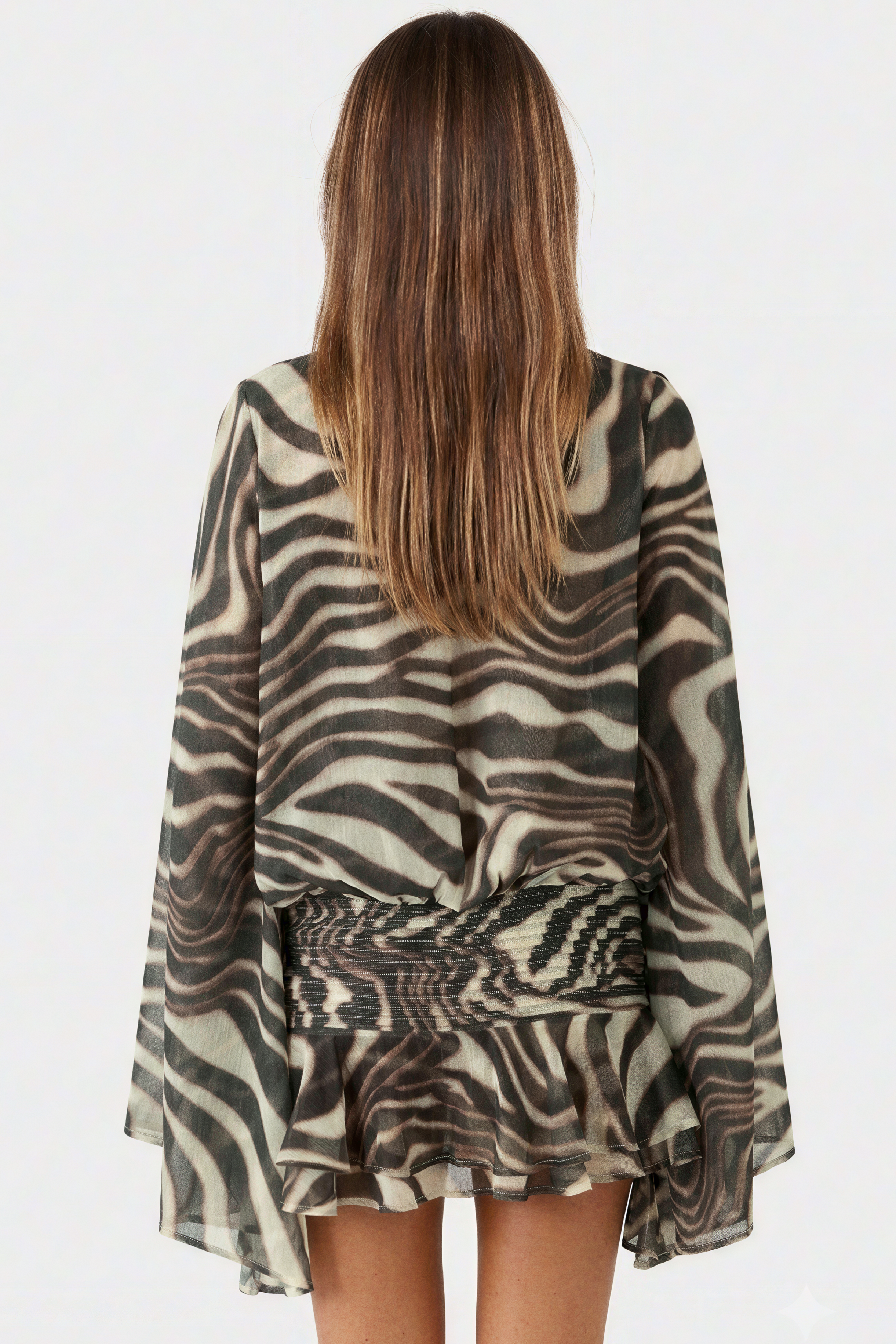 Animal Print Smocked Waist Ruffle Mini Dress
