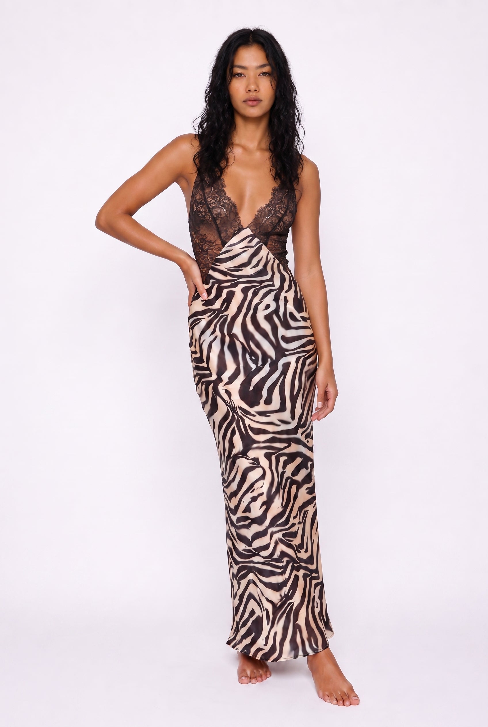 Animal Print Plunging Neckline Dress